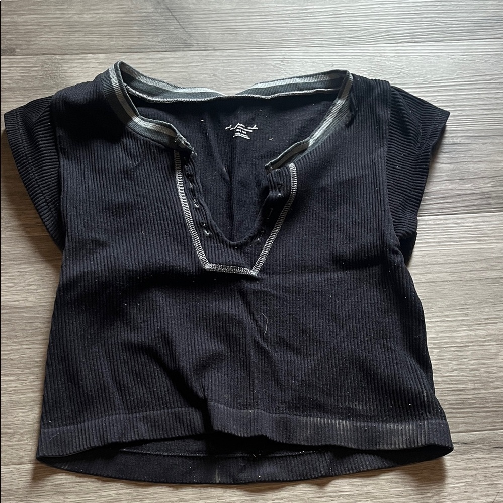 Urban Outfitters Black Ribbed Blouse
